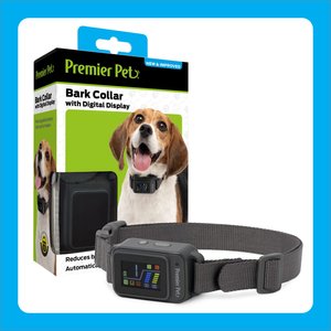 Premier Pet Waterproof Dog Bark Collar with Digital Display, Gray
