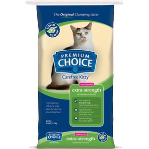 Premium Choice Carefree Extra Strength Unscented Clumping Clay Cat Litter, 50-lb bag