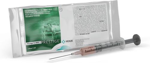 Show full view: PRESTIGE 3 + WNV Vaccine for Horses, 1-mL syringe slide 1 of 10