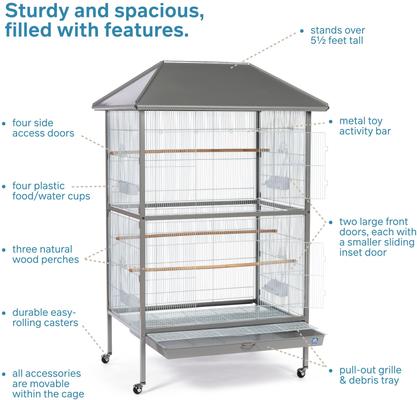 Show full view: Prevue Pet Products Charming Aviary Flight Rolling Base Bird Cage, Gray slide 3 of 9