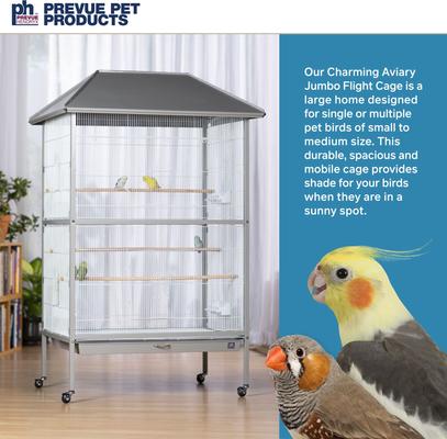 Show full view: Prevue Pet Products Charming Aviary Flight Rolling Base Bird Cage, Gray slide 2 of 9