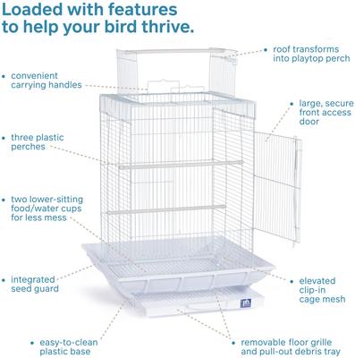 Show full view: Prevue Pet Products Clean Life Playtop Bird Cage, White slide 3 of 9