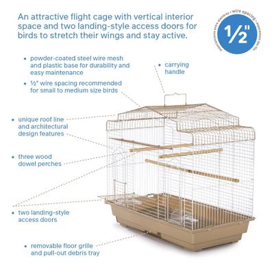 Show full view: Prevue Pet Products Cockatiel Flight Bird Cage, Brown/White slide 7 of 10
