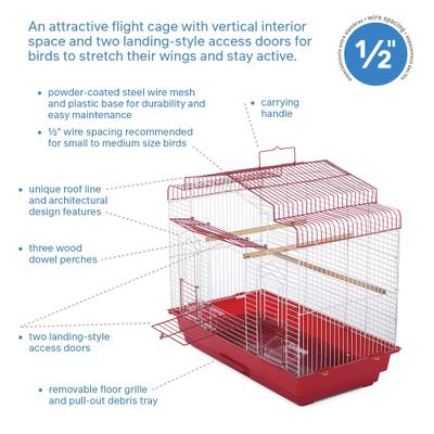 Show full view: Prevue Pet Products Cockatiel Flight Bird Cage, Red/White slide 7 of 10