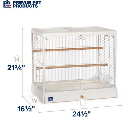 Show full view: Prevue Pet Products Crystal Palace Luxe Glass Door Bird Cage, White slide 6 of 10