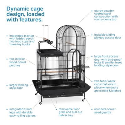 Show full view: Prevue Pet Products Deluxe Parrot Cage with Playtop, Black slide 3 of 9