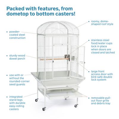 Show full view: Prevue Pet Products Dome Top Bird Cage, Medium, Chalk White slide 3 of 9