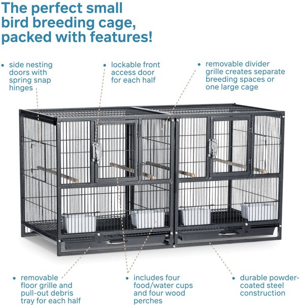 Prevue Pet Products Hampton Deluxe Divided Breeder Bird Cage, Black
