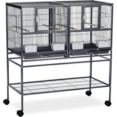 Prevue Pet Products Hampton Deluxe Divided Breeder Bird Cage with Stand, Black
