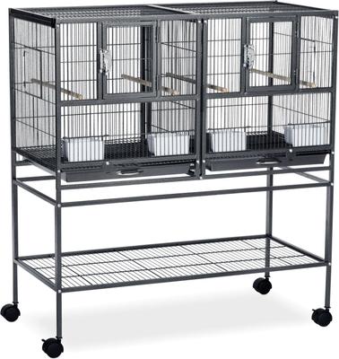 Show full view: Prevue Pet Products Hampton Deluxe Divided Breeder Bird Cage with Stand, Black slide 1 of 9