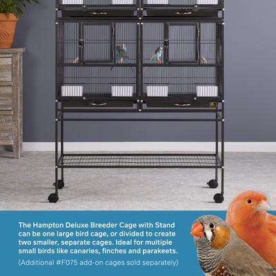 Show full view: Prevue Pet Products Hampton Deluxe Divided Breeder Bird Cage with Stand, Black slide 2 of 9