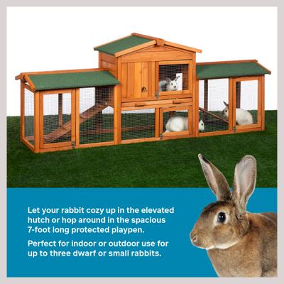 Show full view: Prevue Pet Products Hutch with Double Run Small Pet Hutch, Natural slide 2 of 9