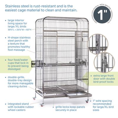 Show full view: Prevue Pet Products Imperial Stainless Bird Cage slide 7 of 10