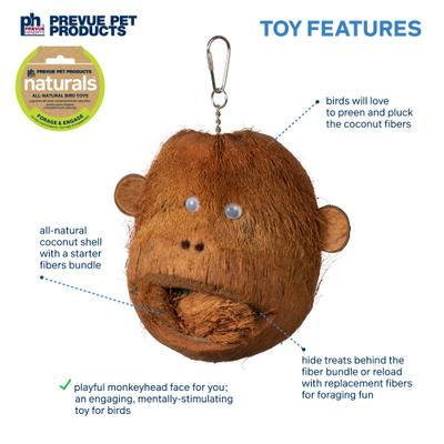 Show full view: Prevue Pet Products Naturals Coco Monkey Bird Toy, Natural slide 3 of 7