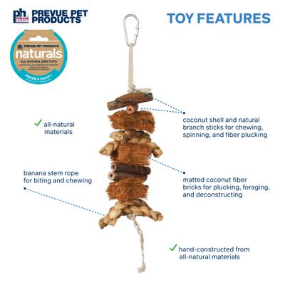 Show full view: Prevue Pet Products Naturals Coco Rope Mini Bird Toy, Natural slide 3 of 7