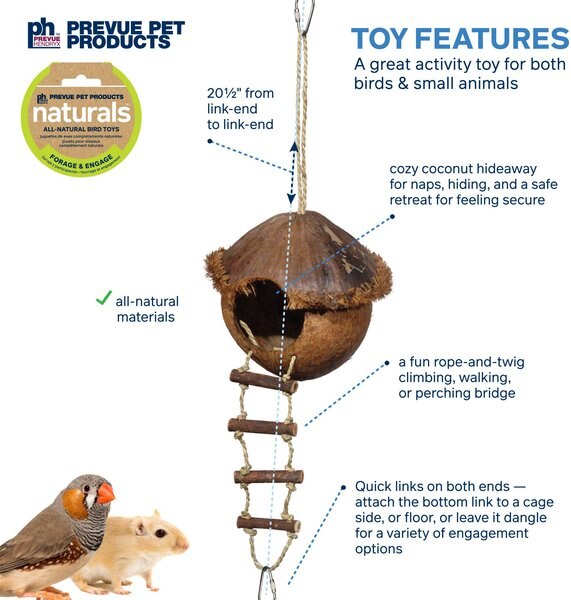 Prevue Pet Products Naturals Island Hideaway Bird Toy, Natural