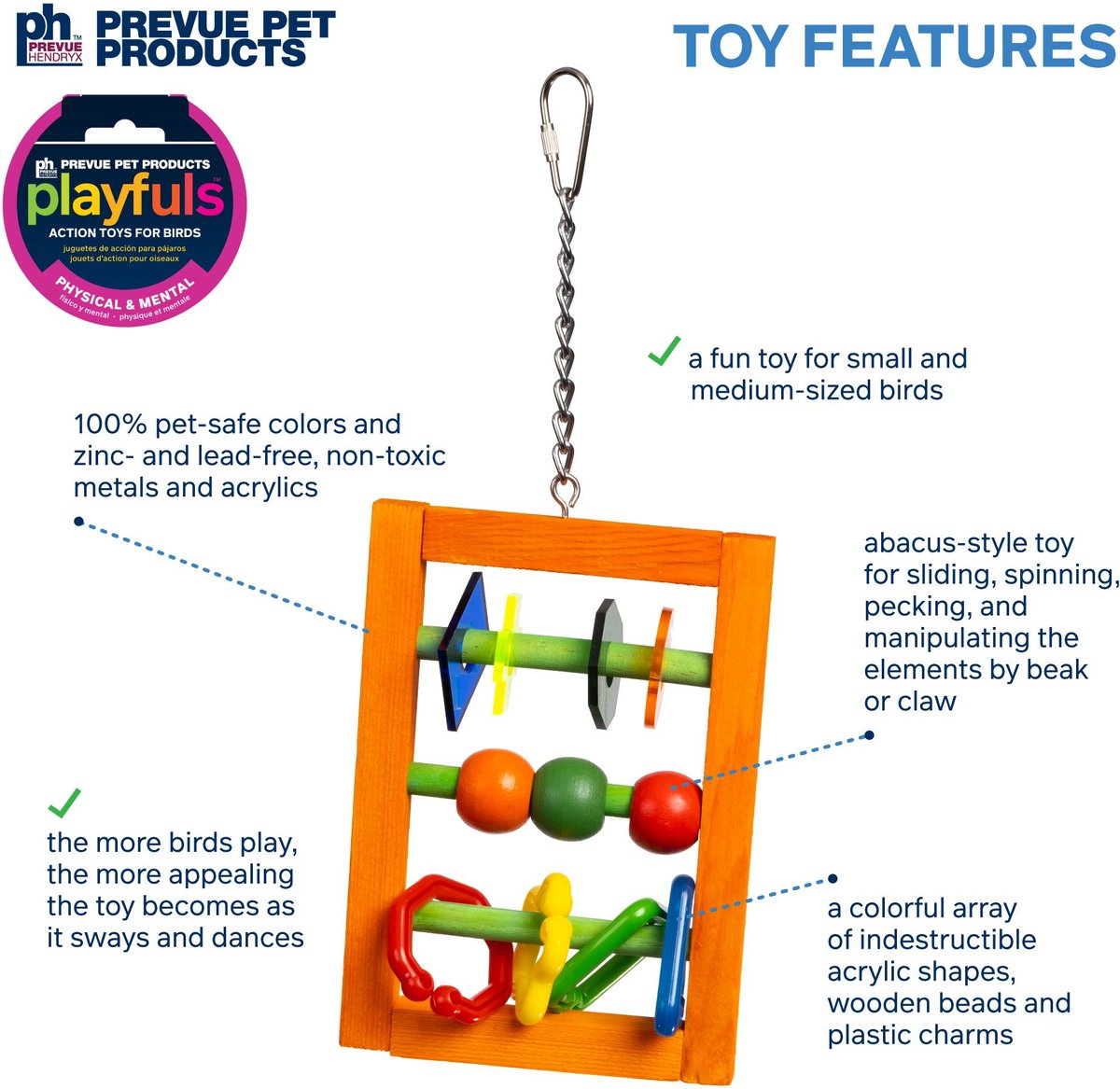 Prevue Pet Products Playfuls Abacus Bird Toy, Multicolor
