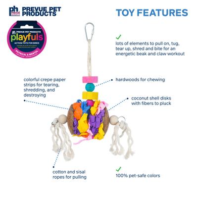 Show full view: Prevue Pet Products Playfuls Accordion Crinkle Bird Toy, Multicolor slide 3 of 7