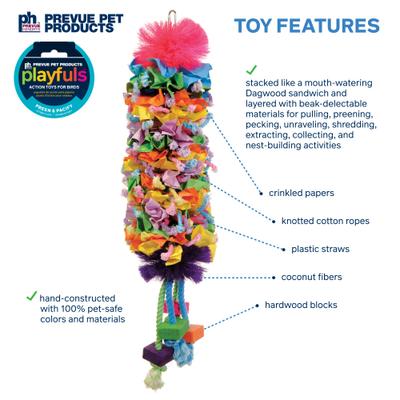 Show full view: Prevue Pet Products Playfuls Dagwood Bird Toy, Multicolor slide 3 of 7
