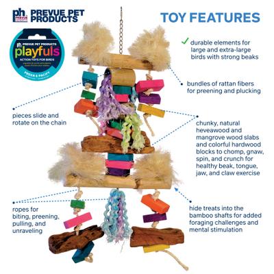 Show full view: Prevue Pet Products Playfuls Fluff N Stuff Bird Toy, Multicolor slide 3 of 7