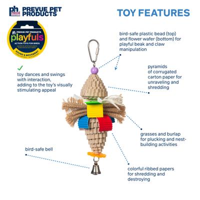 Show full view: Prevue Pet Products Playfuls Mr. Mustache Bird Toy, Multicolor slide 3 of 8