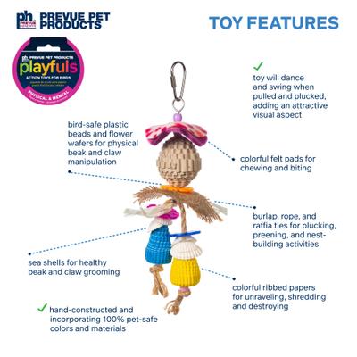 Show full view: Prevue Pet Products Playfuls Tug of War Bird Toy, Multicolor slide 3 of 7
