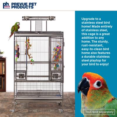 Show full view: Prevue Pet Products Playtop Bird Cage, Stainless Steel, Large slide 2 of 10
