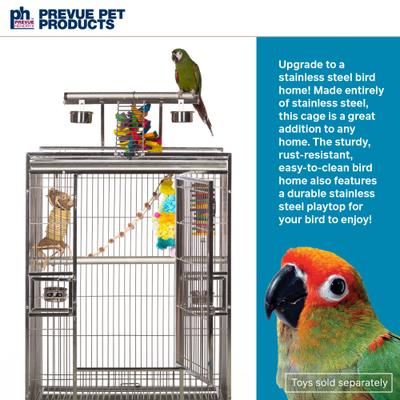 Show full view: Prevue Pet Products Playtop Bird Cage, Stainless Steel, Medium slide 2 of 10