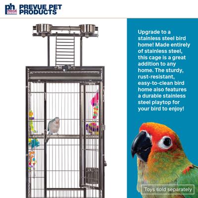 Show full view: Prevue Pet Products Playtop Bird Cage, Stainless Steel, Small slide 2 of 9