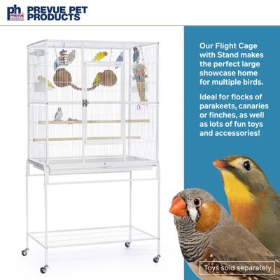 Show full view: Prevue Pet Products Powder Coated Steel Construction Flight Bird Cage with Stand, White slide 2 of 10