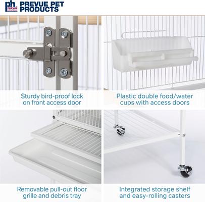 Show full view: Prevue Pet Products Powder Coated Steel Construction Flight Bird Cage with Stand, White slide 5 of 10