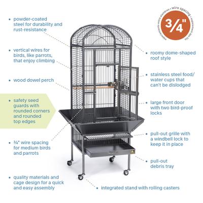 Show full view: Prevue Pet Products Small Dome Top Bird Cage, Black slide 7 of 10