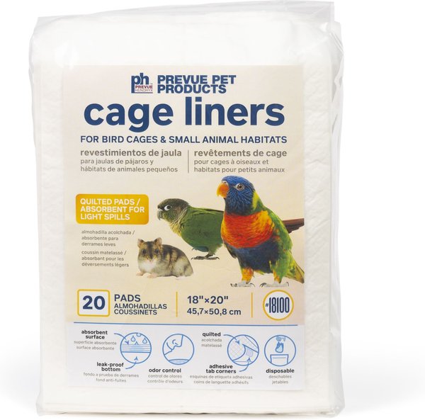 Prevue Pet Products Small Pet Disposable Cage Liners with Adhesive Tabs, White, 20 count