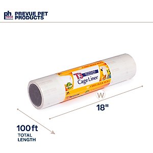 Prevue Pet Products T3 Antimicrobial Protected Paper Bird & Small Animal Cage Liner, 18 in x 100 ft
