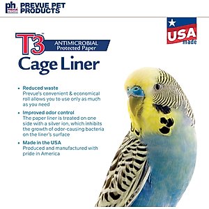 Prevue Pet Products T3 Antimicrobial Protected Paper Bird & Small Animal Cage Liner, 18 in x 100 ft