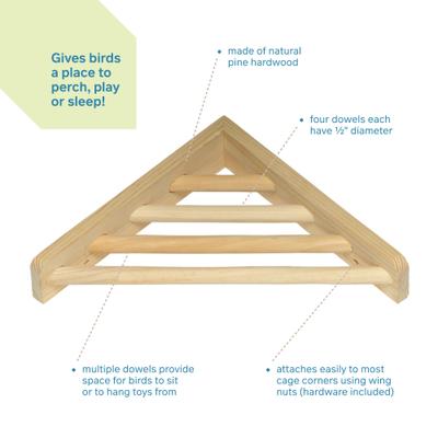 Show full view: Prevue Pet Products Wood Corner Bird Cage Shelf, 7-in slide 3 of 11
