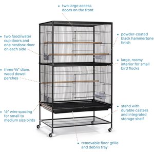 Prevue Pet Products Wrought Iron Small & Medium Birds Flight Cage, Black Hammertone