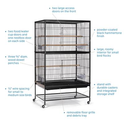 Show full view: Prevue Pet Products Wrought Iron Small & Medium Birds Flight Cage, Black Hammertone slide 3 of 11