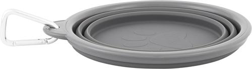 Show full view: Prima Pets Collapsible Silicone Travel Dog & Cat Bowl with Carabiner, Large, Grey slide 4 of 7