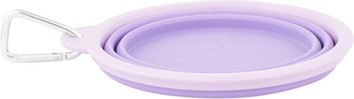 Show full view: Prima Pets Collapsible Silicone Travel Dog & Cat Bowl with Carabiner, Large, Purple slide 4 of 8