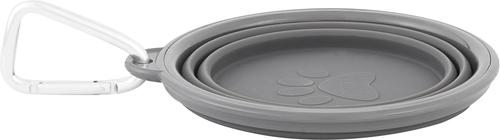 Show full view: Prima Pets Collapsible Silicone Travel Dog & Cat Bowl with Carabiner, Small, Grey slide 5 of 8