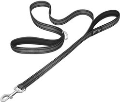 Prima Pets Dual-Handle Reflective Dog Leash, Large, 4-ft, Black