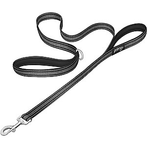 Prima Pets Dual-Handle Reflective Dog Leash, Large, 4-ft, Black