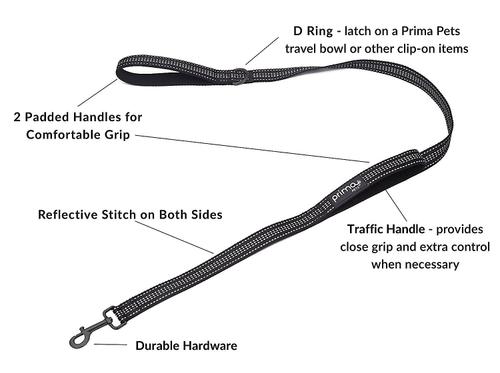 Show full view: Prima Pets Dual-Handle Reflective Dog Leash, Large, 4-ft, Black slide 2 of 10