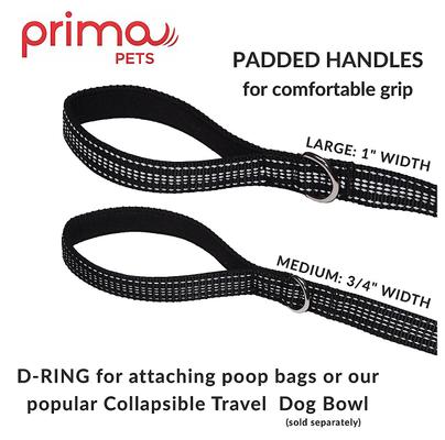Show full view: Prima Pets Dual-Handle Reflective Dog Leash, Large, 4-ft, Black slide 5 of 10
