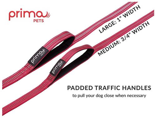 Show full view: Prima Pets Dual-Handle Reflective Dog Leash, Large, 4-ft, Red slide 5 of 11