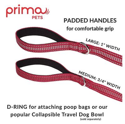 Show full view: Prima Pets Dual-Handle Reflective Dog Leash, Large, 4-ft, Red slide 6 of 11