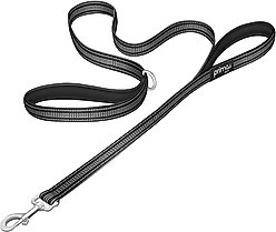 Prima Pets Dual-Handle Reflective Dog Leash, Large, 6-ft, Black