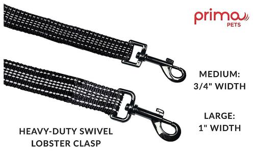 Show full view: Prima Pets Dual-Handle Reflective Dog Leash, Large, 6-ft, Black slide 3 of 10