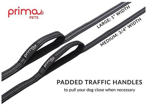 Show full view: Prima Pets Dual-Handle Reflective Dog Leash, Large, 6-ft, Black slide 4 of 10